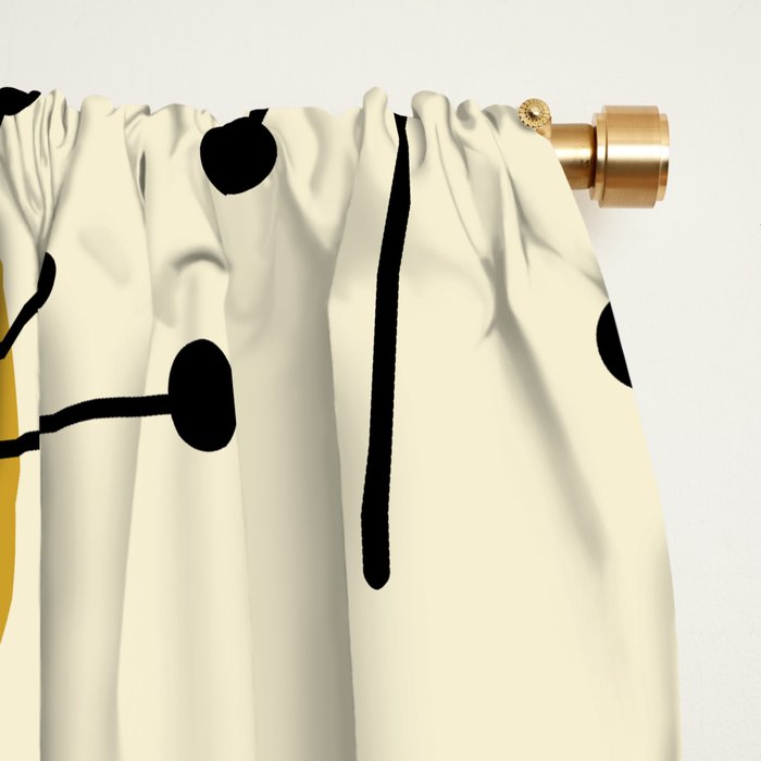 Atomic Era Sputnik Starburst Flowers Light Yellow Window Curtain Gallery Image 2