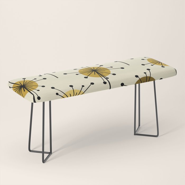 Atomic Era Sputnik Starburst Flowers Light Yellow Bench Gallery Image 1