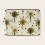 Atomic Era Sputnik Starburst Flowers Light Yellow Laptop Sleeve Gallery Image 1