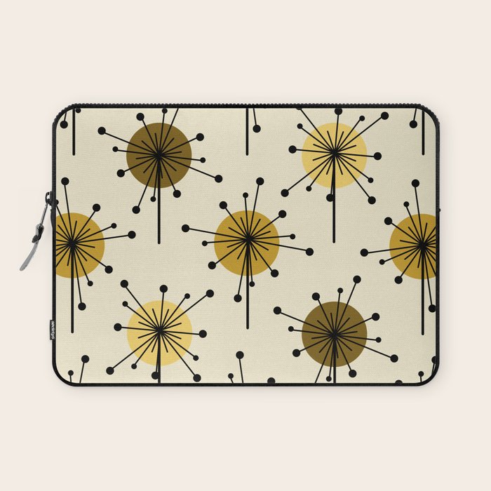 Atomic Era Sputnik Starburst Flowers Light Yellow Laptop Sleeve Gallery Image 1
