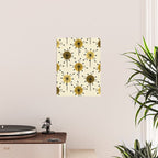 Atomic Era Sputnik Starburst Flowers Light Yellow Poster Gallery Image 2