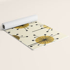 Atomic Era Sputnik Starburst Flowers Light Yellow Yoga Mat Gallery Image 2