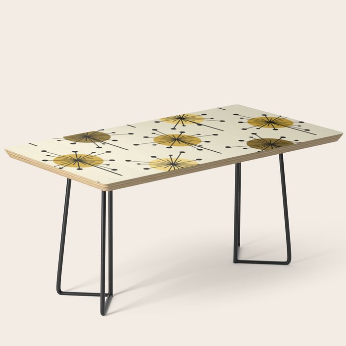Atomic Era Sputnik Starburst Flowers Light Yellow Coffee Table Gallery Image 1