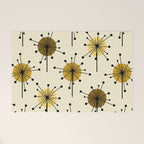 Atomic Era Sputnik Starburst Flowers Light Yellow Welcome Mat Gallery Image 1