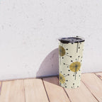 Atomic Era Sputnik Starburst Flowers Light Yellow Travel Mug Gallery Image 4
