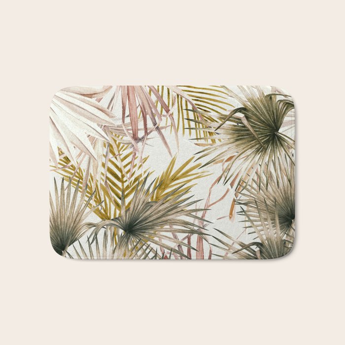 Pink Green leaf II Bath Mat Gallery Image 1