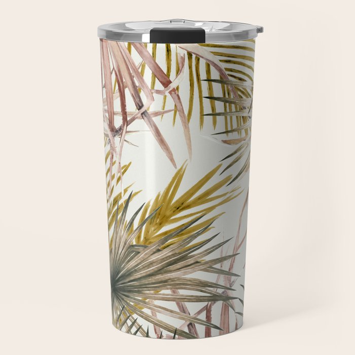 Pink Green leaf II Travel Mug Gallery Image 1