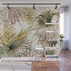 Pink Green leaf II Wall Mural Gallery Image 1