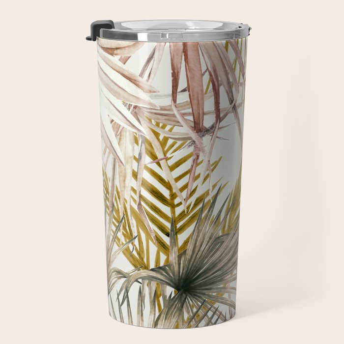 Pink Green leaf II Travel Mug Gallery Image 3