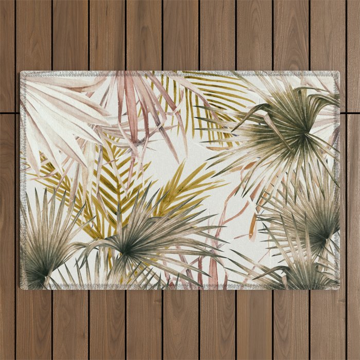 Pink Green leaf II Outdoor Rug Gallery Image 1