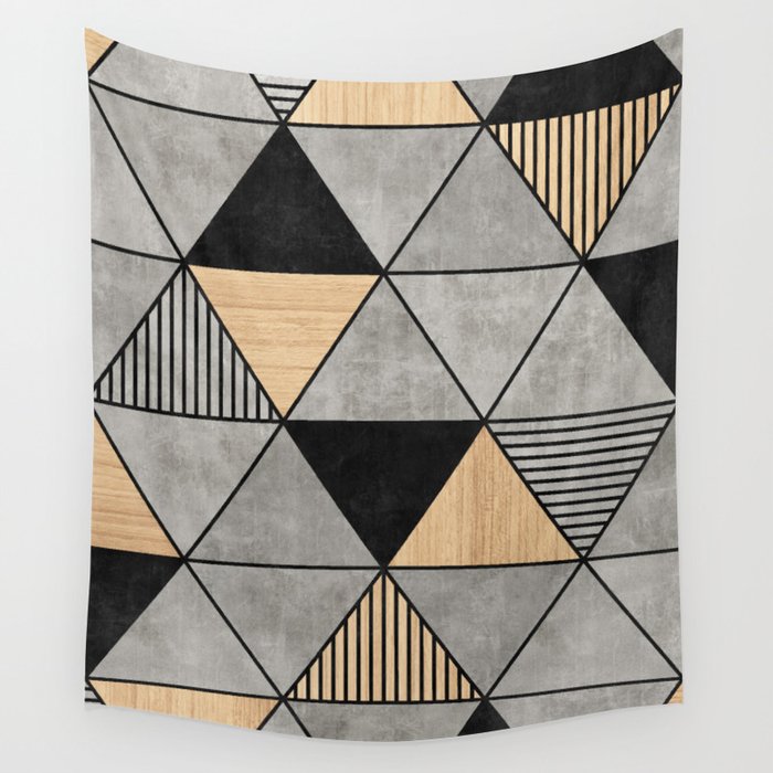 Concrete and Wood Triangles 2 Wall Tapestry Gallery Image 4