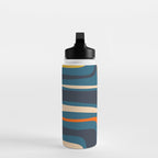 Palm Springs Retro Mid Century Modern Abstract Pattern Blue Orange Mustard Beige Water Bottle Gallery Image 3