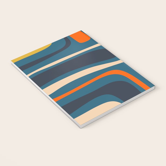 Palm Springs Retro Mid Century Modern Abstract Pattern Blue Orange Mustard Beige Notebook Gallery Image 3