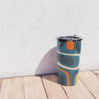 Palm Springs Retro Mid Century Modern Abstract Pattern Blue Orange Mustard Beige Travel Mug Gallery Image 4