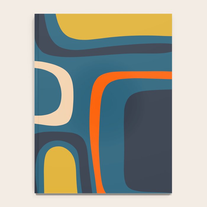 Palm Springs Retro Mid Century Modern Abstract Pattern Blue Orange Mustard Beige Notebook Gallery Image 4