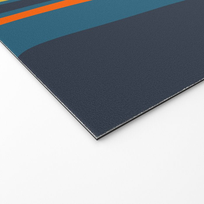 Palm Springs Retro Mid Century Modern Abstract Pattern Blue Orange Mustard Beige Welcome Mat Gallery Image 2