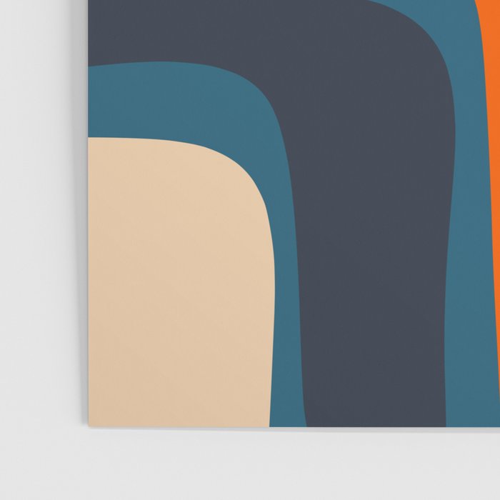 Palm Springs Retro Mid Century Modern Abstract Pattern Blue Orange Mustard Beige Poster Gallery Image 3