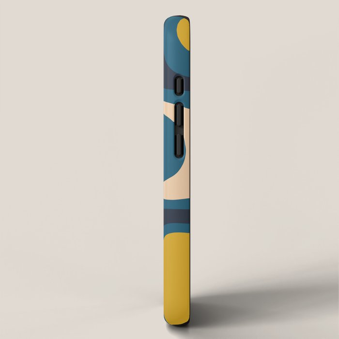 Palm Springs Retro Mid Century Modern Abstract Pattern Blue Orange Mustard Beige iPhone Case Gallery Image 2