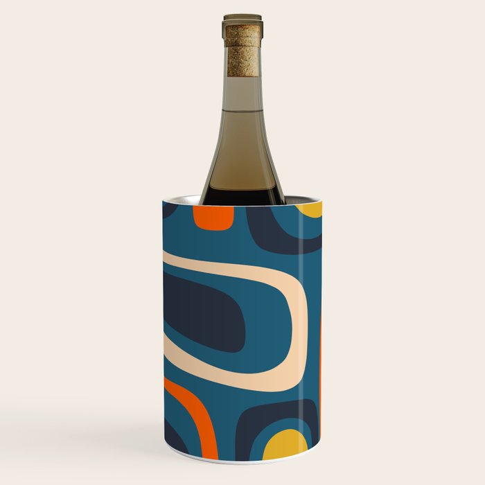 Palm Springs Retro Mid Century Modern Abstract Pattern Blue Orange Mustard Beige Wine Chiller Gallery Image 1