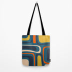Palm Springs Retro Mid Century Modern Abstract Pattern Blue Orange Mustard Beige Tote Bag Gallery Image 2