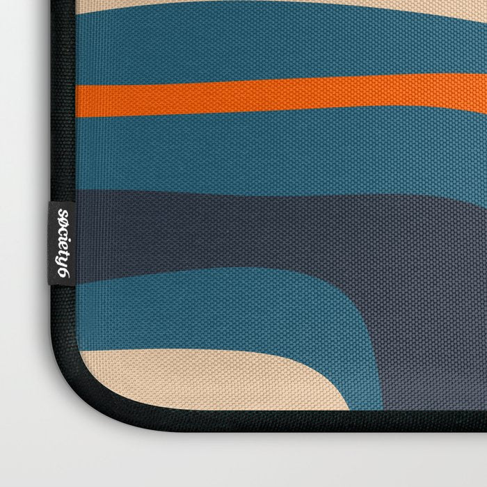 Palm Springs Retro Mid Century Modern Abstract Pattern Blue Orange Mustard Beige Laptop Sleeve Gallery Image 3