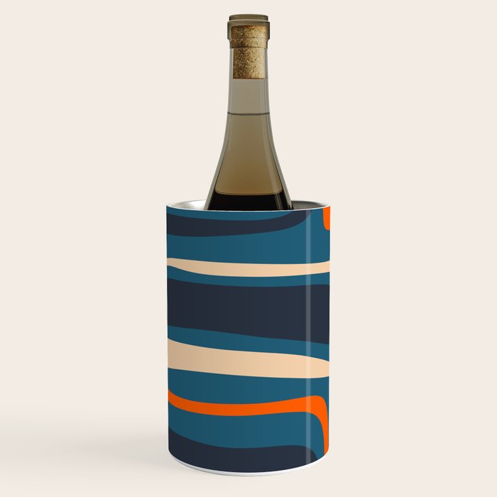 Palm Springs Retro Mid Century Modern Abstract Pattern Blue Orange Mustard Beige Wine Chiller Gallery Image 2