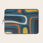 Palm Springs Retro Mid Century Modern Abstract Pattern Blue Orange Mustard Beige Laptop Sleeve Gallery Image 1
