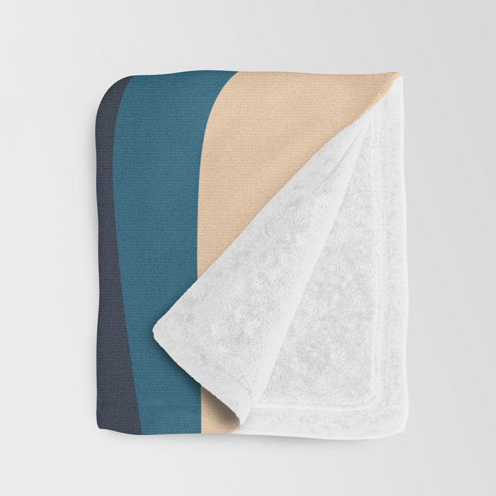 Palm Springs Retro Mid Century Modern Abstract Pattern Blue Orange Mustard Beige Throw Blanket Gallery Image 3