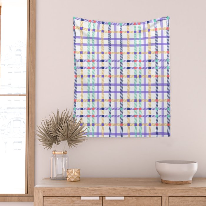 Vibrant Plaid Fusion A Wall Tapestry Gallery Image 2