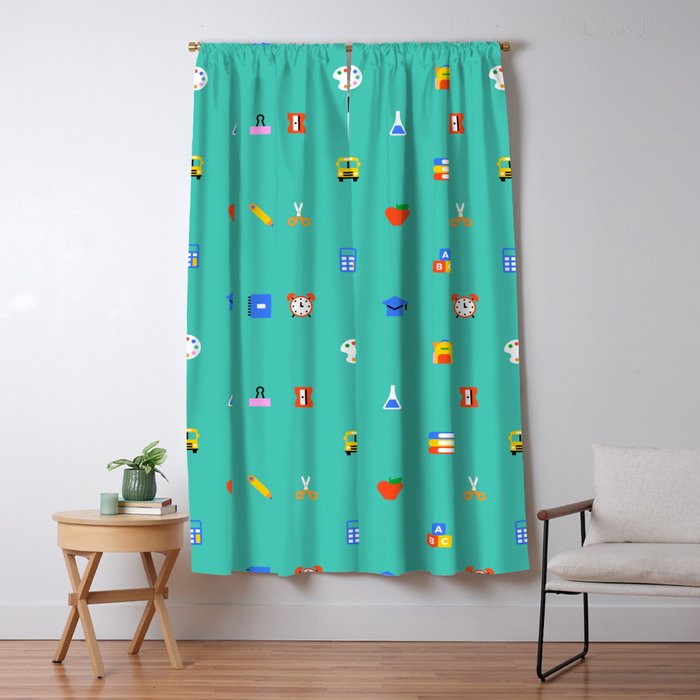 Colorful back to school sticker icon pattern Window Curtain Gallery Image 1