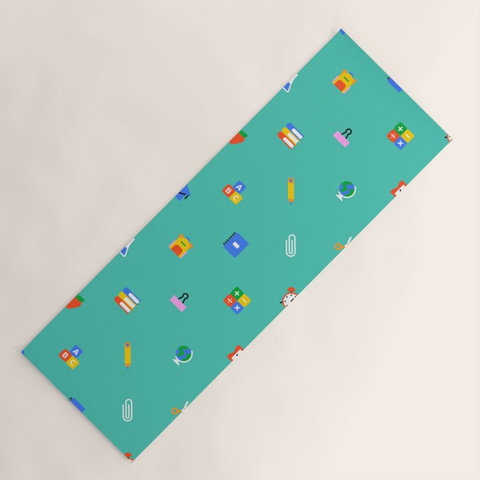 Colorful back to school sticker icon pattern Yoga Mat Gallery Image 1