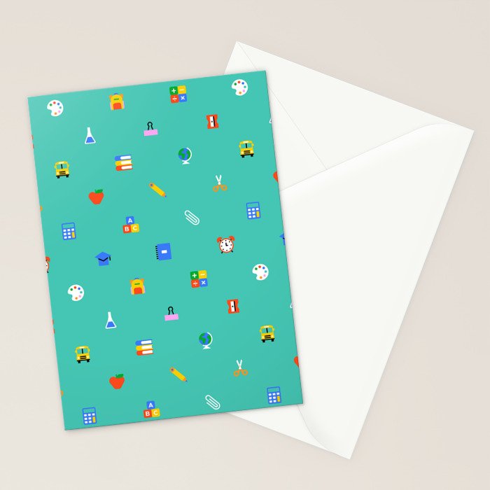 Colorful back to school sticker icon pattern Stationery Card Gallery Image 2