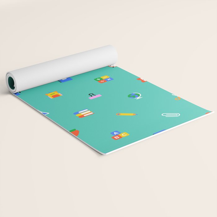 Colorful back to school sticker icon pattern Yoga Mat Gallery Image 2