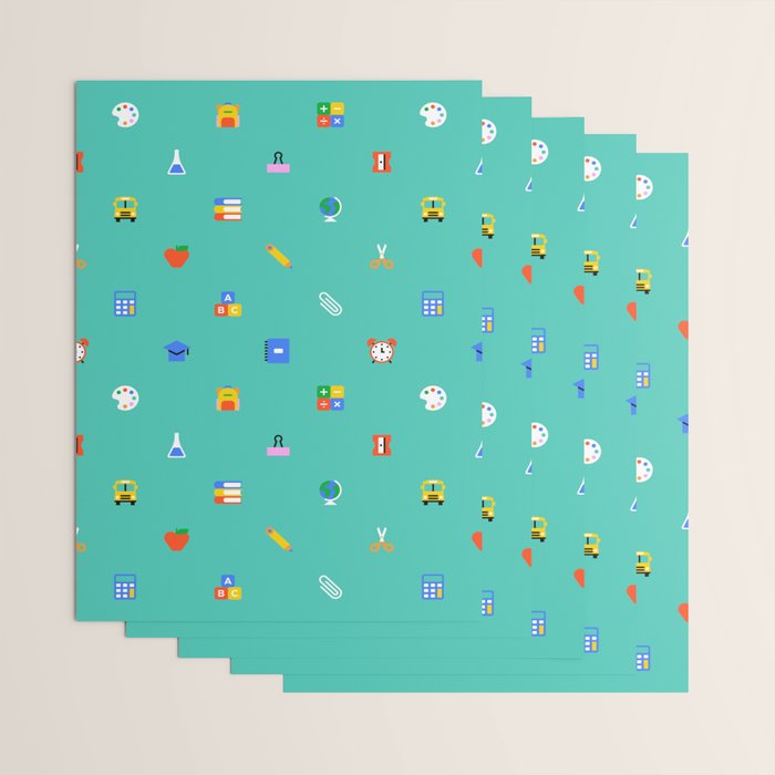 Colorful back to school sticker icon pattern Wrapping Paper Gallery Image 3