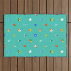 Colorful back to school sticker icon pattern Outdoor Rug Gallery Image 1