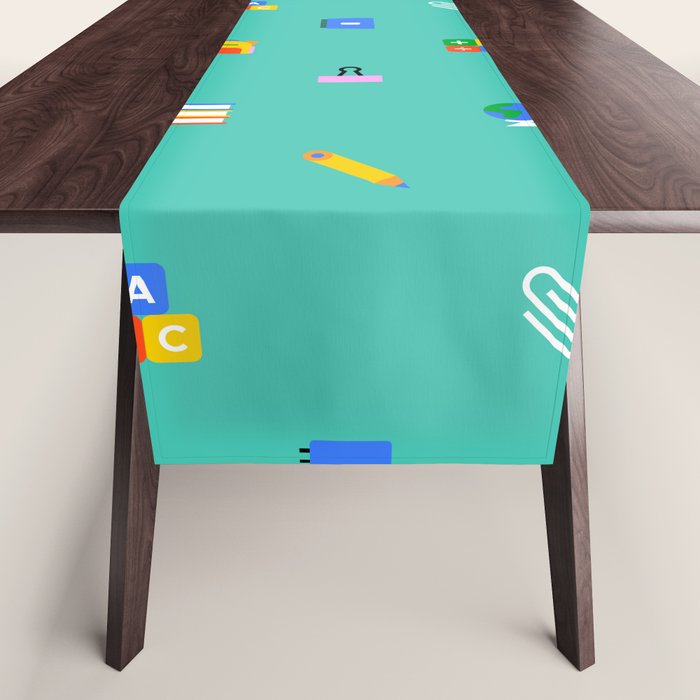 Colorful back to school sticker icon pattern Table Runner Gallery Image 1