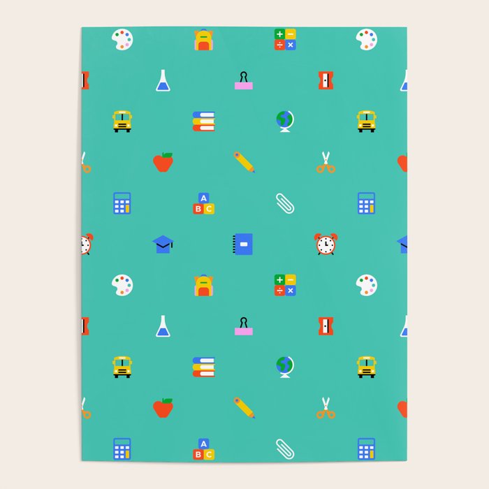 Colorful back to school sticker icon pattern Poster Gallery Image 4
