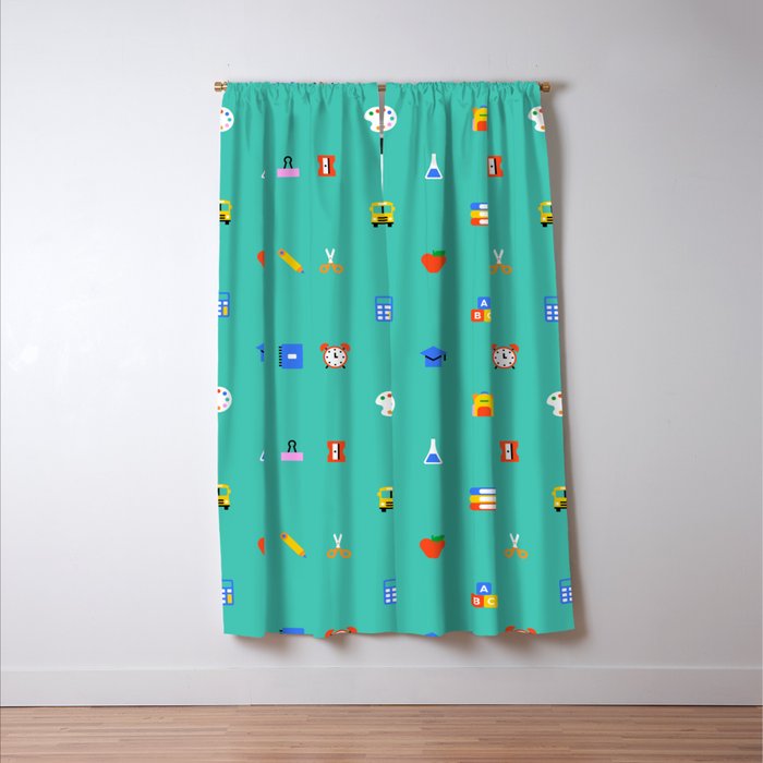 Colorful back to school sticker icon pattern Window Curtain Gallery Image 3