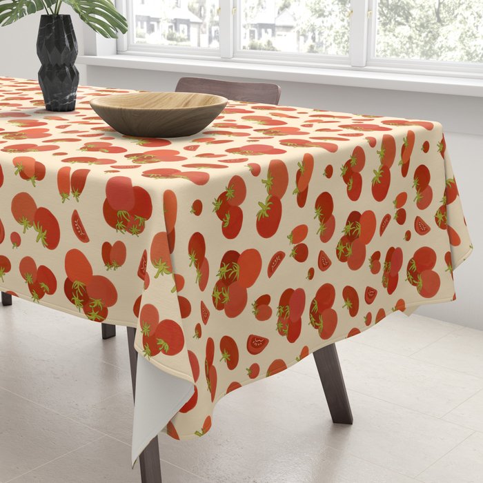 Hand Drawn Italian Roman Pomodori Tomato Classic Mediterranean Art Tablecloth Gallery Image 3