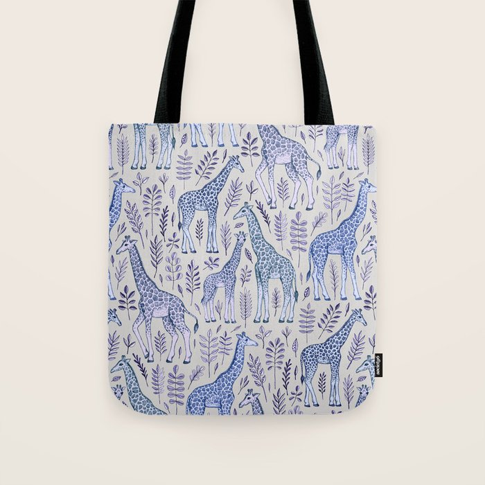 Blue Giraffe Pattern Tote Bag Gallery Image 1