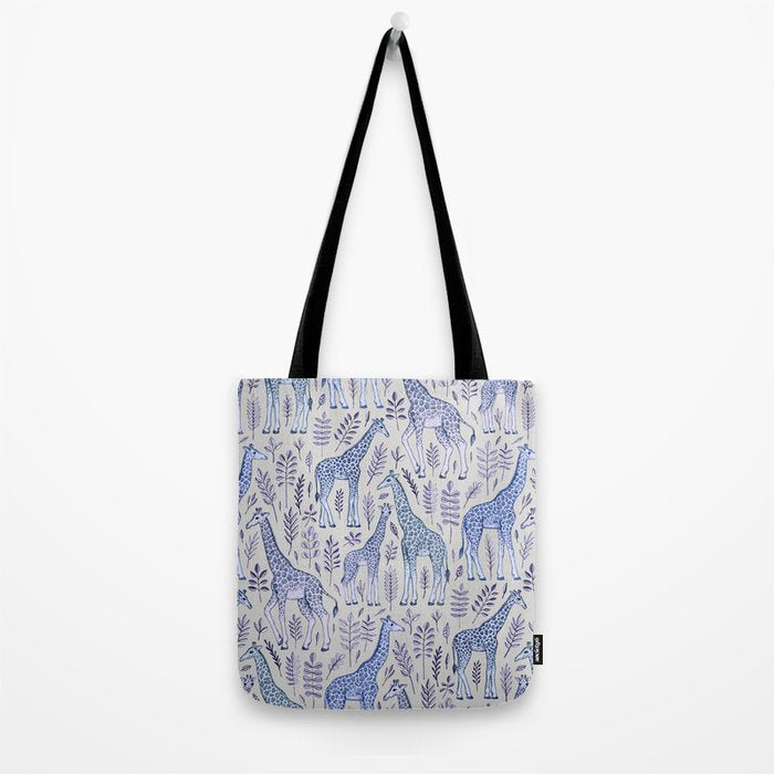Blue Giraffe Pattern Tote Bag Gallery Image 2