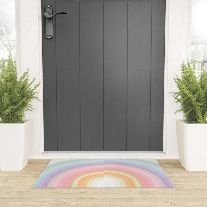 Dreamy Pastel Rainbow 1 Welcome Mat Gallery Image 3