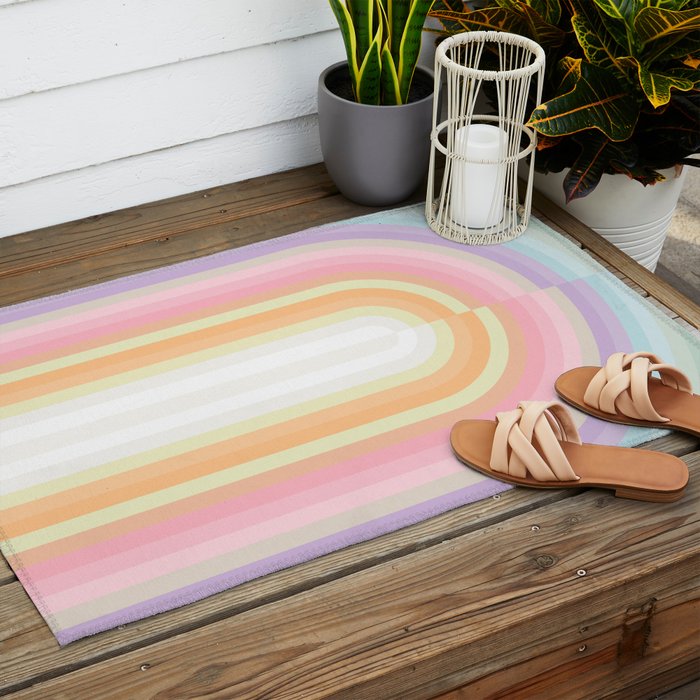 Dreamy Pastel Rainbow 1 Outdoor Rug Gallery Image 2