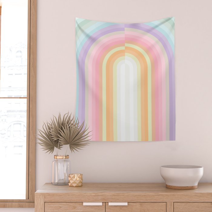 Dreamy Pastel Rainbow 1 Wall Tapestry Gallery Image 2