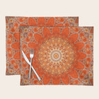 Detailed Orange Boho Mandala Placemat Gallery Image 1