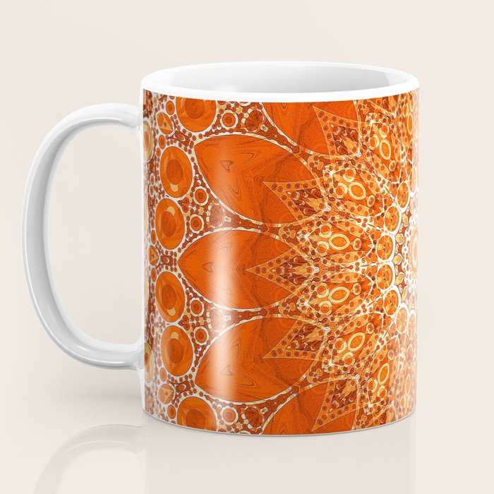 Detailed Orange Boho Mandala Coffee Mug Gallery Image 3