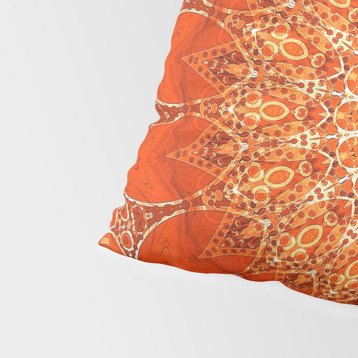 Detailed Orange Boho Mandala Pillow Sham Gallery Image 4