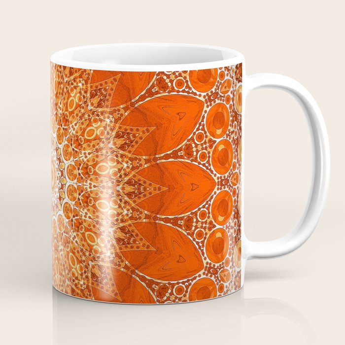Detailed Orange Boho Mandala Coffee Mug Gallery Image 1