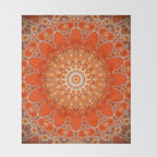 Detailed Orange Boho Mandala Throw Blanket Gallery Image 2