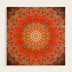 Detailed Orange Boho Mandala Wood Wall Art Gallery Image 1